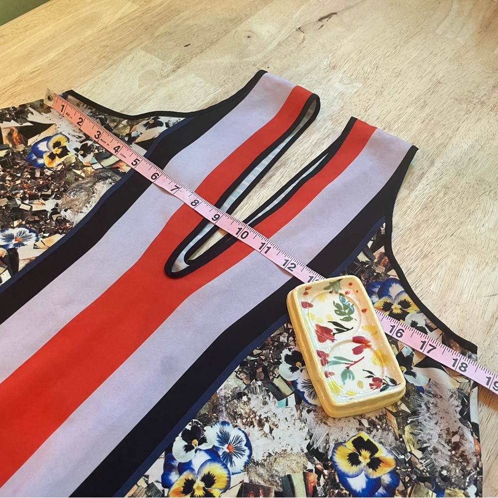 Anthropologie CLOVER CANYON Sleeveless Print Swing Top! Floral and Stripes. Med - Picture 10 of 12